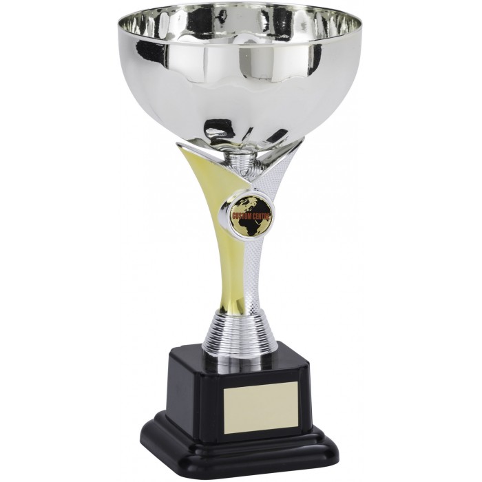 SILVER XL TROPHY CUP ON NEW V RISER WITH CUSTOM CENTRE AVAILABLE IN 4 SIZES